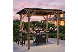 COSTWAY Grillpaviljong trä, 263 x 151 x 223 cm, grillskydd med tak av galvaniserad metall och 2 sidohyllor, grillpaviljong vä