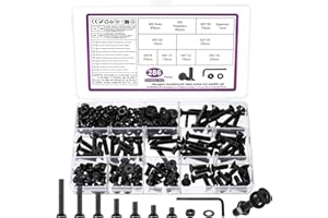 BATENGKEJI 286 Stück M5 Schrauben Set, M5 Senkkopfschrauben Set, Flachkopf Innensechskantschrauben Muttern Set, Maschinenschrauben mit Muttern und Unterlegscheiben Set Schwarz, Gewindeschrauben und Muttern Set