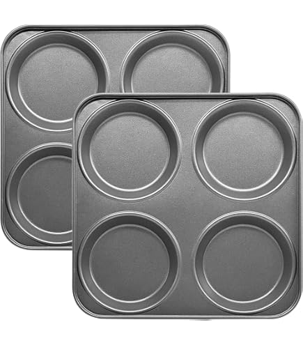 Wrenbury Large Yorkshire Pudding Tray – 4 Hole Non-Stick Tin, 10cm Cups, Heavy Duty Carbon Steel, Dishwasher Safe, 10 Year Guarantee