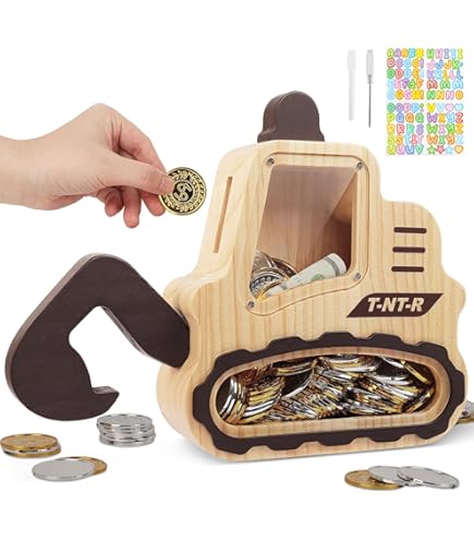 Houten spaarpot voor kinderen, jongens en meisjes, doe-het Houten spaarpot voor kinderen, jongens en meisjes, doe-het