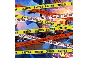 Jsdoin, Decoraciones de Halloween, cinta amarilla de advertencia de peligro, 30 mt, ideal para fiestas de zombie, Halloween, casa embrujada, etc