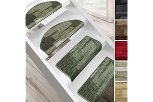 casa pura Stufenmatten innen selbstklebend halbrund grün 15 Stück Treppenstufen Matten 65 x 23,5cm, modernes Design Stufenteppich (Via Veneto)