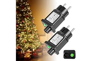 AMBESTY Clignoteur pour Guirlande 31V 6W Transformateur,Guirlande Lumineuse avec Fonction Minuterie,Étanche IP44 Adaptateur Pilote Basse Tension Clignoteur pour Éclairage de Noël,Sapin Lumineuse (2 pièce)