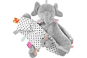 baby comforter Blanket for Newborn | Soft Cotton Elephant Security Taggies Teether Toy | Soothing Newborn Baby Gifts | Newborn Gifts for Baby Girl Boy, Kids, and Toddlers
