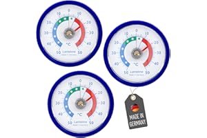 Lantelme 3 Stück Kühlschrankthermometer Set Selbstklebend Temperatur + - 50°C | Thermometer in Blau auch für Gefrierschrank Eisfach Kühltheke Kühlzelle Kühlfach Kühlschrank | Bimetall Analog (Blau)
