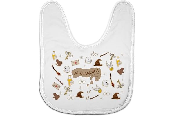 LolaPix Bavoirs Harry Potter. Bavoir personnalisé avec nom. Dossards originaux. Bébé, garçon, fille. Bavoir enfant. Cadeaux personnalisés. Divers modèles.