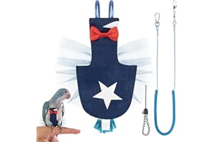 CAIRIAC Adjustable Parrot Diaper, Clothes for Birds, Flight Suit with Elastic Training Rope (Dark Blue, 1PCS)