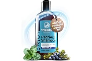 SPHAGNUM BOTANICALS Szampon na łuszczycę 2025 z kwasem salicylowym – naturalna formuła na łuszczycę z torfem i mentolem, łagodzi swędzącą, łuszczącą się i zaczerwienioną skórę głowy. Przeciwłupieżowy, 250 ml