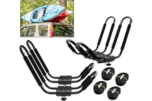 SCS Direct Kayak Roof Rack Sets - Two Kayak Racks for Cars and SUVs - Universal Fit Carriers Mount on Crossbars for Easy Travel with Kayaks Canoes and Surfboards by PaddleSports+