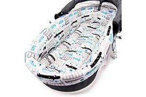 MillaLu Baby Pram Pushchair Stroller Buggy Soft Cotton Insert with Mattress for Gondola/Carrycot (Blue/Grey Cars)