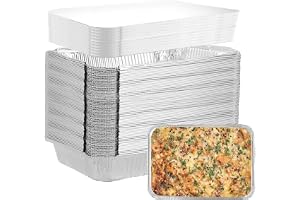LDHHYH 100-pack Aluminiumformar med Lock, Rektangulära Folieformar 850 ml, Alu Grillformar 21,3 x 14,3 x 4,3 cm för Ugn, Grill, Take Away, Bakning och Catering