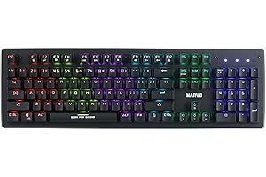 Marvo KG909 Mechanical Gaming Keyboard - Rainbow Backlit with LED for Each Key, Anti Ghosting Keys, Blue Switches, UK Layout