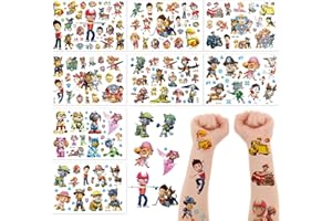 Xingsky Tatouage Enfant Pat Patrouille 8 Feuilles de Tatouages ​​Temporaires pour Enfants 180+ Animés de Tatouage Enfants Tatouages Patrouille de Patte pour Enfants Décoration