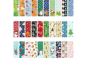 YUILLE 30 Stück Weihnachten Lesezeichen,Bunt Niedlichen Lesezeichen,Süß Magnet Seiten Clips Lesezeichen,Magnetische Lesezeichen,mit Weihnachtsmann Schneemann Rentier Muster