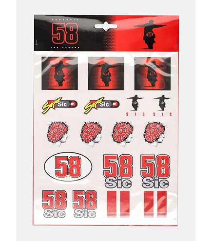 Autocollants Officiels Marco Simoncelli – Sic58-U – Multicolores, PVC – Collection Du Pilote MotoGP