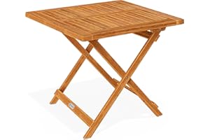Casaria® Table d'appoint Pliante en Bois d'acacia 70x70x73cm Table Basse carrée Pliable extérieur Jardin Camping