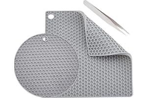 GORGECRAFT 2 Styles Silicone Doming Mats Ronds Carrés Résine Doming Mats Résistant à la Chaleur Synthétique Caoutchouc Nid d'abeille Gris Coussinets Plateaux Pince à Épiler pour DIY Fabrication