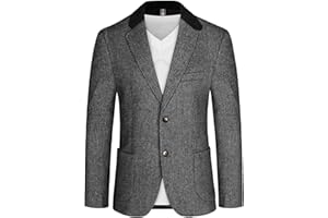 PJ PAUL JONES Men's Herringbone Blazers Casual Vintage Wool Blend Tweed Jacket Sports Coats