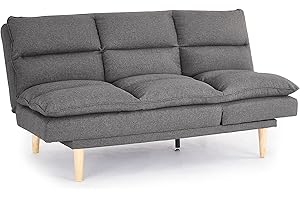 Home Detail 3 Seater Sofa Bed Fabric Padded Pillow Topped Wooden Legs Chaise Recliner