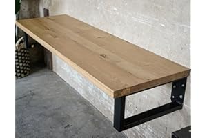 LIVE DISTANCE SHOPPING MyTimber® Waschtischplatte aus Eiche Massivholz | 4cm Starke Eichenbohlen | Ideal für Aufsatzwaschbecken | Baumkante oder gerade Kante (Gerade Kante - Gespachtelt & geölt, 140x50cm)