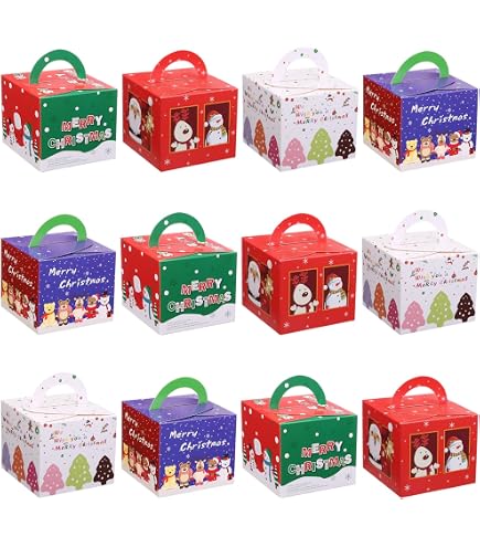 24/12 pezzi di Natale a forma di cuscino scatola di caramelle buon Natale scatola regalo di carta Kraft imballaggio bomboniere per bambini felice anno