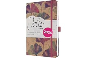 SIGEL J6809 Agenda settimanale Jolie 2026-1 anno - circa A5 - Sunlight Ginkgo - 2 pagine = 1 settimana - copertina rigida - 80 g/m² - rosa/viola/verde chiaro - 174 p. - certificazione FSC