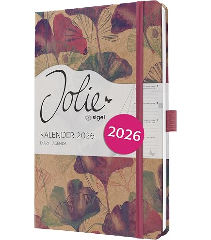 LEUCHTTURM1917 372762 Agenda semainier 2026, format moyen (A5), motif feuille de printemps, en anglais
