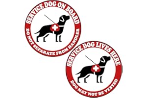 TOTOMO Service Dog on Board Do Not Separate from Handler & Service Dog Lives here Dog May Not Vested Sticker Combo – 15,2 x 15,2 cm (Set mit 2 Aufklebern) selbstklebende Fensterstoßstange Vinyl