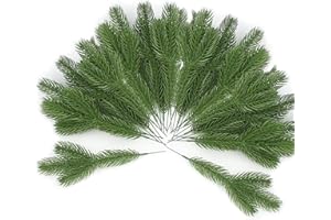 YUNSTK Sztuczne gałązki jodły, 30 sztuk, jak prawdziwe, zielone rośliny, jodły, gałązki, dekoracja girlanda, wieńca, ozdoby bożonarodzeniowe i dekoracja ogrodu domowego