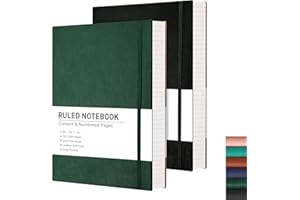 RETTACY B5 College Ruled Notebook 2 Pack - Softcover Composition Notebooks 408 Numbered Pages for Writing, 100gsm Lined Paper, for Women Men Work School, 19 x 25 cm - Black Green
