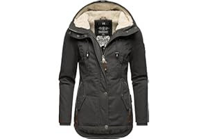 MARIKOO Damen warme Winterjacke mit kuscheliger Kapuze Bikoo XS-5XL