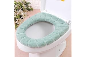 Junjie Toilet Seat Warmer Covers,Plush Toilet Seat Pad,Bathroom Soft Thicker Warmer Stretchable Washable Cloth Toilet Seat Cover Pads (Green)