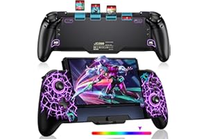 FANXIEAST Dynamic Cool RGB Wireless Switch Controller Replacement for Nintendo Switch/OLED,Programmable One-Piece Switch Controller with Hall Effect Joystick/Auto Turbo/Vibration/Precise Motion Control/Wake-Up