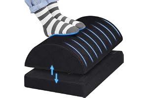 CushZone Foot Rest for Under Desk at Work Adjustable Foam for Office and Home, Office Desk Accessories，Comfortable Footrest with 2 Adjustable Heights，Back & Hip Pain Relief (Black)