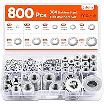 Jeboler Set sluitringen, 800 stuks, platte sluitringen, roestvrij staal, A2, V2A, sluitringen, assortiment voor schroeven, bouten M2, M2,5, M3, M4, M5, M6, M8, M10, M12-9 maten Jeboler Set sluitringen, 800 stuks, platte sluitringen, roestvrij staal, A2, V2A, sluitringen, assortiment voor schroeven, bouten M2, M2,5, M3, M4, M5, M6, M8, M10, M12-9 maten