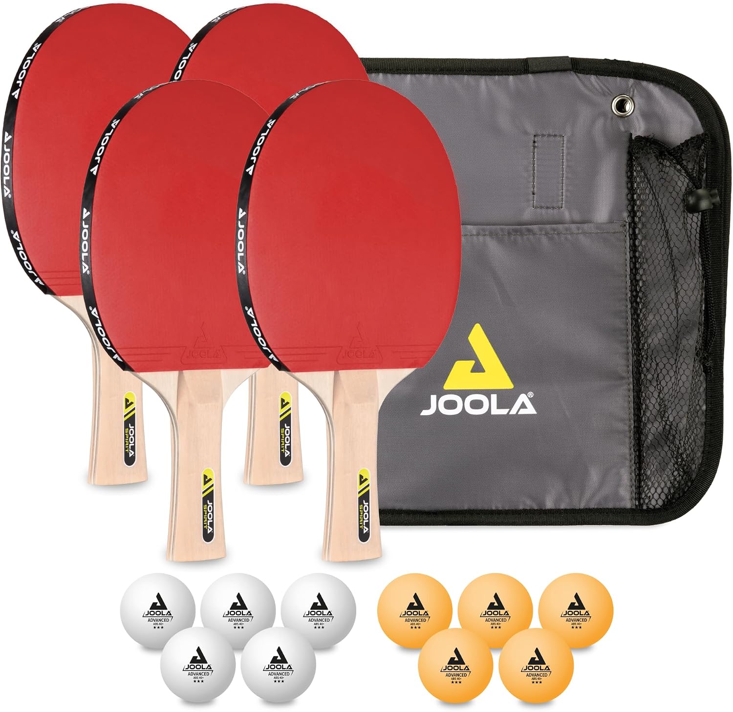 JOOLA Set de Ping-Pong Familiar con 4 Raquetas, Pelotas de Ping-Pong y Bolsa de Transporte