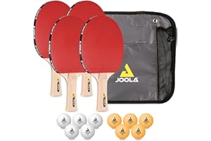 JOOLA Set de Tennis de Table Family avec 4 Raquettes, balles de de Tennis de Table et Sac de Transport