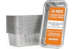 NUPICK 25 Stück Abtropfformen für Traeger Timberline 850 & 1300 Fettwanneneinlage (Gen 1 und 2 Modelle), BAC404/BAC582 Grillabtropfschalen