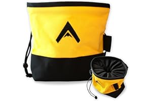 Atacama Chalk Bag | Robust Magnesium Bag for Bouldering and Climbing | Lime Bag for Crossfit | Large Magnesia Bag | Dustproof Chalk Bag | Fleece Lining Yellow