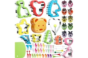 AZOMKER 59stk Ausstechformen Kinder Set Sandwich Schneider, Brotausstechformen für Kinder, Sandwiches Gemüse Obst Plätzchenausstecher Edelstahl Komfortgriff mit Food Picks Obstgabeln