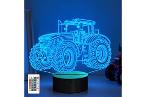 CooPark 3D-traktor nattlampa, truck illusions hologram sänglampa LED-lampa med 16 färgförändringar, dimbar timer, cool sovrum