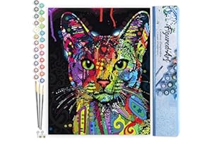 Figured'Art Paint by Numbers for Adults Modern Fractal Cat 40x50cm - Craft Art Painting DIY Kit Rolled Canvas Without Frame