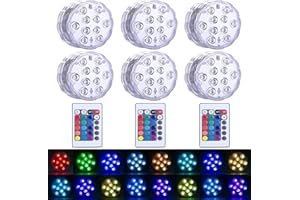 GOESWELL Underwater Pool Light LED Waterproof:6 Pack Submersible LED Lighting Colour Changing RGB Multi Light IP68 with Remote Control AAA Batteries for Pond Bath Tub Vase Spa Fountain Party Decor-White