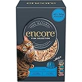 Encore 100 Percent Natural Wet Cat Food, Multipack Fish Selection in Jelly Pouch, 50g (Pack of 40 Pouches)