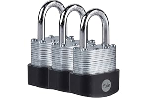 Yale - Y125B/40/122/3 High Security 40mm Laminated Steel Padlock, Pack of 3 - Open Hardened Steel Shackle - 3 Keys