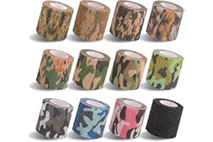 MengQiLe Bendaggio Coesivo, 12 Rotoli Benda Elastica Coesiva 5cm x 4.5m, Endaggio per Animali Domestici, Elastica Autoadesiva Non Tessuto Bendaggio per Mani Piedi, Ginocchia per Persone e Animali