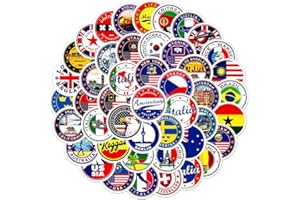 AUCEKO Set di 60 adesivi con bandiera nazionale, impermeabili, in vinile, per laptop, bambini, auto, moto, skateboard, bagagli, valigie, computer, graffiti decalcomanie