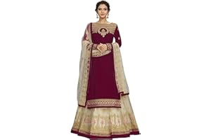 TRENDMALLS Damen Georgette Stickerei Kurta Lehenga Anzug Set genäht