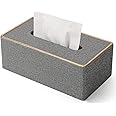 Tissue Box Cover Leather Tissue Box Holder for Office Home Bathroom Car Hotel- Large Luxurious Paper Dispenser Case for Bedroom, Living Room (Grey)