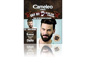 Cameleo Grey OFF - Męska Farba do Włosów - Ciemnobrązowa - Jednorazowy Koloryzator w 2 Saszetkach - Do Włosów, Brody i Wąsów - Łatwa Aplikacja w 5 Min - Naturalny Efekt Koloryzacji - 0% Parabenów
